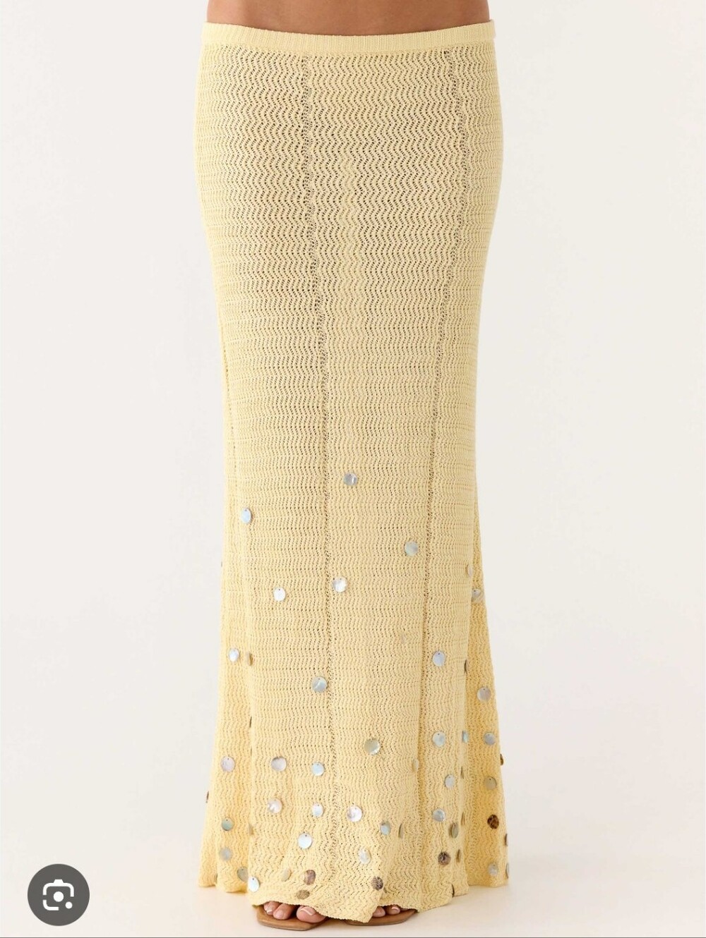 Adelaida Beaded Crochet Maxi Skirt - Yellow